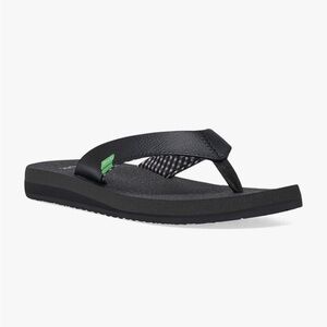Sanuk women’s black yoga‎ mat ll beach sandal flip flops size 10 EUC